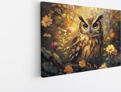 Saammp Canvas Schilderij - Schattige Uil - Abstract - Dieren - 30x20 - Foto op canvas - Wanddecoratie - muurdecoratie Woonkamer - Slaapkamer decoratie - Canvas Print