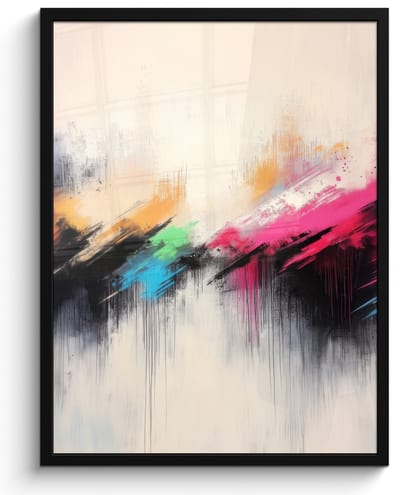 Poster in lijst - Fotolijst 50x70 cm - Posters - Dynamisch - Abstract - Kleurrijk - Zwart - Posterlijst zwart - Decoratie - Wanddecoratie woonkamer - Muurdecoratie slaapkamer