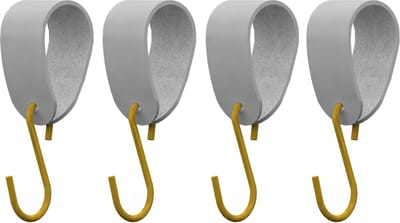 S-haakje Goud + leren hanger: LICHTGRIJS - Maat M - set van 4 (S-haakjes - kapstokhaakje - handdoekhaakje - kapstokhaak - ophanghaken - S-haken)