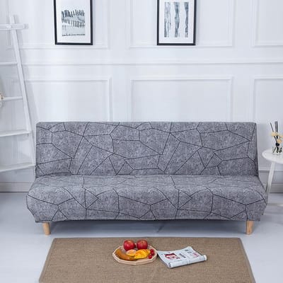 Opvouwbare slaapbankhoes voor woonkamer Armloze bankhoezen Elastisch spandex materiaal Zachte hoezen S(length 120-150cm) gray