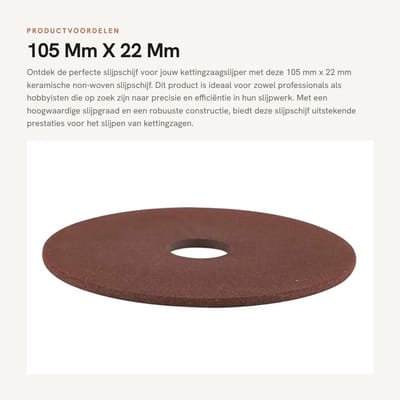 Dailygoods- Slijpschijf 105 mm - Slijpschijf voor 3/8" Kettingzaagslijper - Keramisch - Vervangingsslijpschijf - 1 stuk - 100% gloednieuw - Slijpschijfje