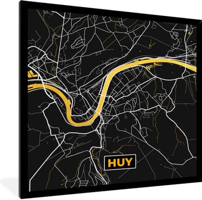 Fotolijst incl. Poster - Plattegrond - Stadskaart - Huy - Goud - Kaart - 40x40 cm - Posterlijst