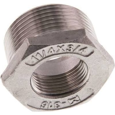 R 1 1/4'' x Rp 3/4'' M/F RVS Verloopring 16 Bar