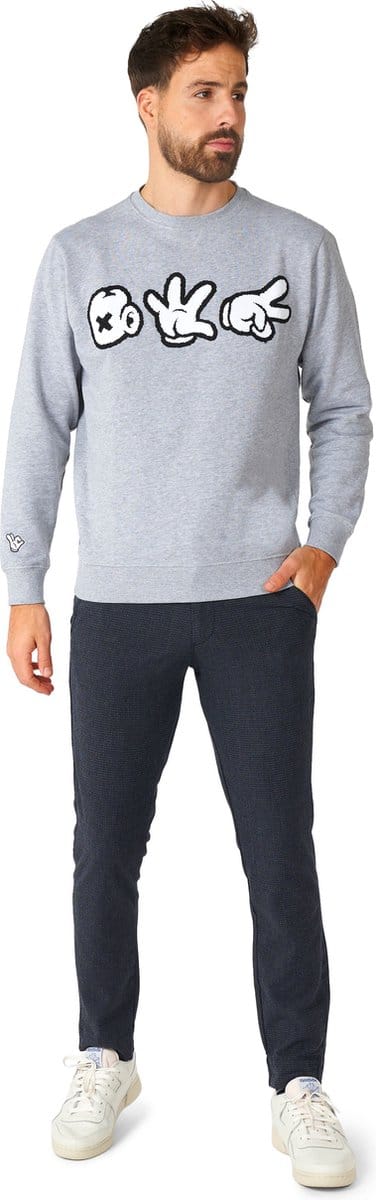 OppoSuits Hands of Chance - Heren Sweater - Steen Papier Schaar Trui - Grijs - Maat L