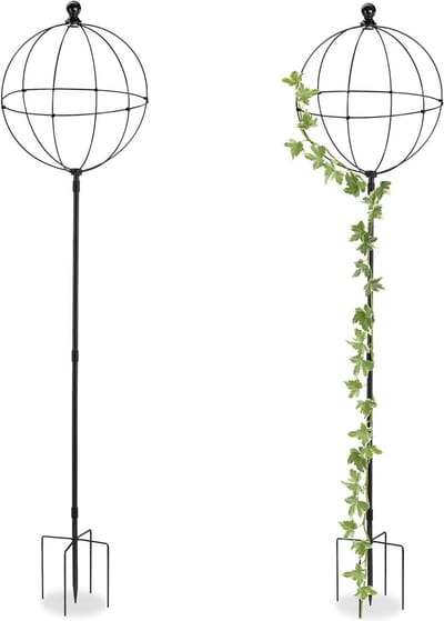 Plantensteun set van 2 - 174 x 42 cm - Metaal - Vrijstaande Rankhulp - Zwart