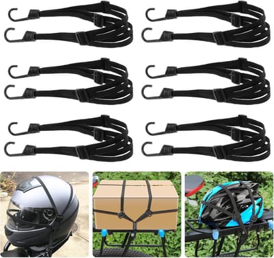 Famanu – Elastische spanbanden met haken - 6-delige set - verstelbare bagageriemen voor motorfiets - helm en bagage