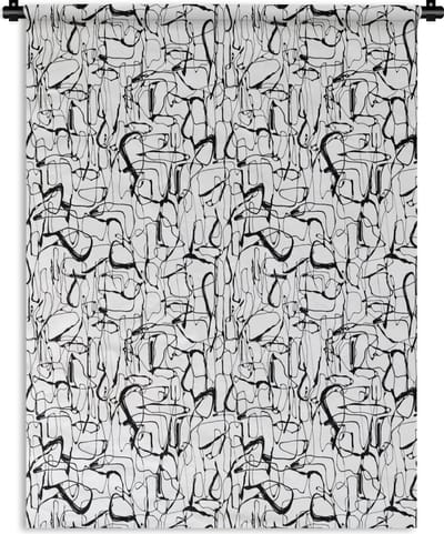 Wandkleed - Wanddoek - Line Art - Abstract - Patronen - Zwart Wit - 150x200 cm - Wandtapijt