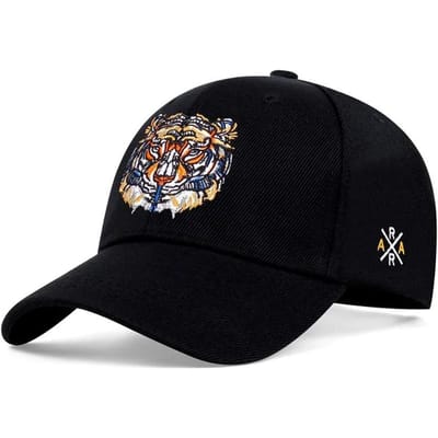 Unisex Tijgerkop Borduurwerk Baseballpetten Lente Herfst Buiten Verstelbaar Casual Petten Papa Pet Zonbescherming Pet black