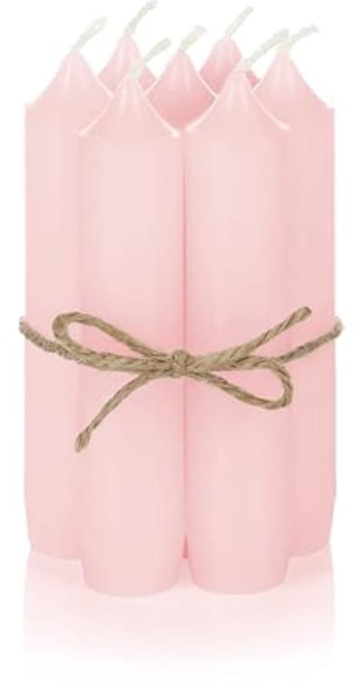Set van 6 Roze Staafkaarsen - Kleine Kaarsen voor Tafeldecoratie, Kerst of Bruiloft, 11 x 2,2 cm
