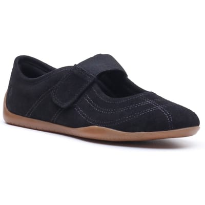 Hush Puppies Juno Suède Sneakerina Leren Dames Zwarte Ballerina's