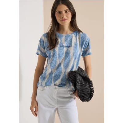 Shirt in uitgebleekte look met tekst