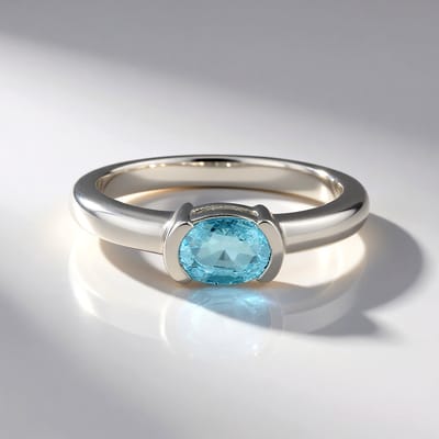 Cavill - Elegante Ovaal Ratanakiri Zirkoon Ring - 925 Sterling Zilver Geplatineerd - 0,90 ct - Handgemaakte Dames Sieraad Blauw