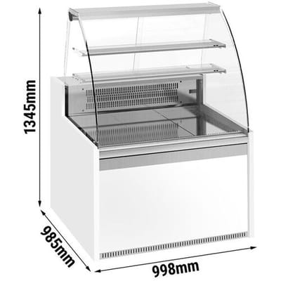 GGM Gastro Kühl- & Kuchentheke - 990mm - mit 2 Ablagen Wit / Zilver
