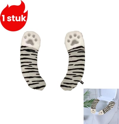 1 stuk - Toiletbrilhoes - Zelfklevende toiletbrilmat - Winter pluche toiletbrilkussen - Toilethoes - Grijs