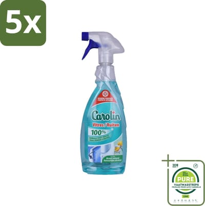 5 x Carolin - Glas- en Ruitenreiniger - Met Natuurlijke Alcohol - 650 ml - Grootverpakking - Glasreiniger - Ramen Schoonmaken - Streeploos Schoon - Ruitenreiniger - Natuurlijke Alcohol