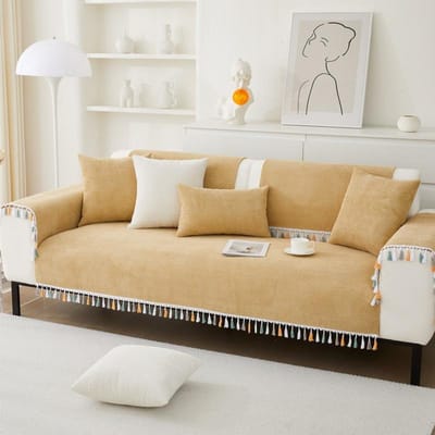 Ribfluweel Kwasten Bankkussen Modern Eenvoudig High-end Antislip Bankkussen Effen Kleur Zacht Vier Seizoenen Universele Bankhoes 70x70cm 1pcs