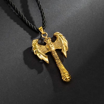 Piraten Dubbele Bijl Ketting Vintage Mode Touwketting Trendy Mannen Ketting black