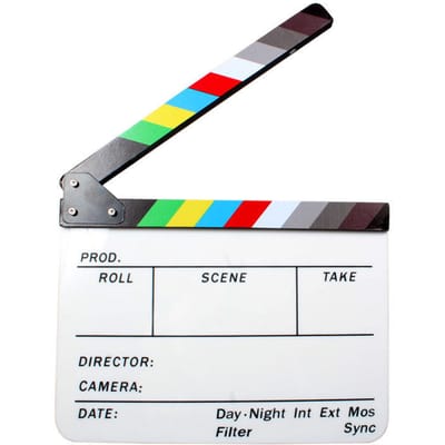 Clap en acrylique effaçable à sec pour réalisateur de film, ardoise 9,6 x 11,7  avec bâtons de couleur