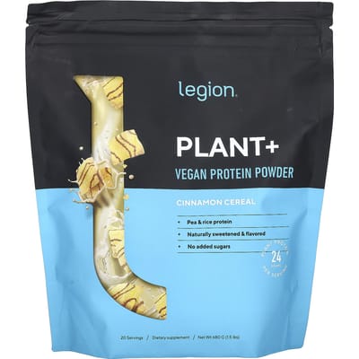 Legion Athletics, Plant+, Poudre de Protéine Végétale, Céréales à la Cannelle, 1,5 lb (680g)