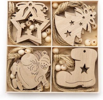 Houten Kersthangers - Kerstdecoraties Ornamenten - Kerstboom Versieren - Niet giftig en geurloos - 20 Stuks - Houtkleur