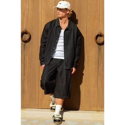 Rinse Wash Pleat Front Co-Ord Jorts | Black | Size 44