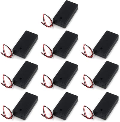 Batterij Houder - Batterij Doos - Elektronica Projecten - Met Aan/Uit Schakelaar - 10 Stuks - Zwart
