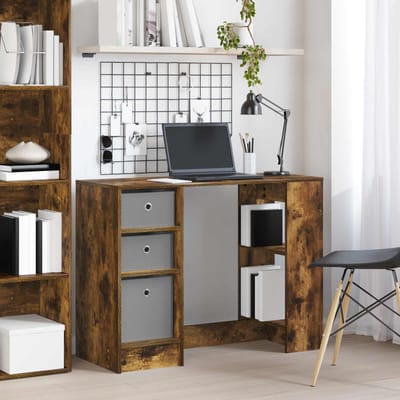 vidaXL - Bureau - Rook - Eiken - 100 - x - 40 - x - 75 - cm - Bewerkt - hout