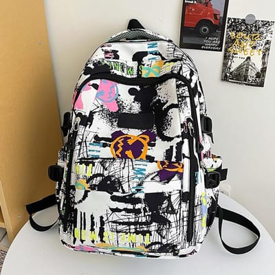 Schooltas Meisjesprint Basisschoolleerling Middelbare Schoolleerling Middelbare Schoolleerling Rugzak Hogeschoolstudent Rugzak black