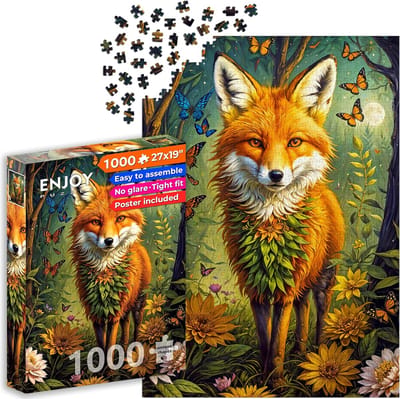 Legpuzzel 1000 stukjes - Uitdagende Puzzel - Ontspannen Tijdverdrijf - Gedetailleerde Illustratie - 68 x 48 cm - Betoverde Vos