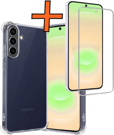 Hoes - Met Screenprotector - Geschikt voor Samsung Galaxy A37 - Sterk & Shockproof - Siliconen Case - Back Cover - Telefoon Hoes - Shock Proof - Transparant
