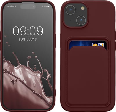 kwmobile telefoonhoesje geschikt voor iPhone 15 - Hoesje met pasjeshouder - TPU case in wijnrood