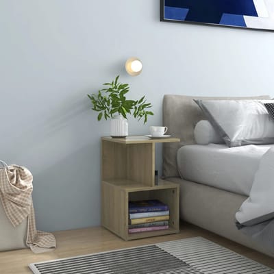 vidaXL - Nachtkastje - 35x35x55 - cm - bewerkt - hout - sonoma - eikenkleurig