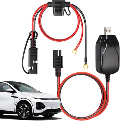 Slimme Acculader - Motor Druppellader - Voertuig Onderhoud - USB Stroomuitgang - 180 cm kabel - Zwart