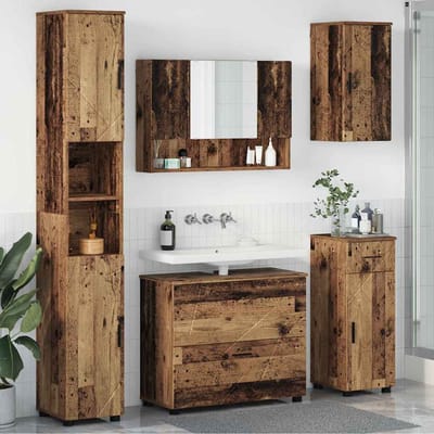 vidaXL - Badkamermeubel - Set - 5 - pcs - Oud - Hout - Samengesteld - Hout - en - Metaal