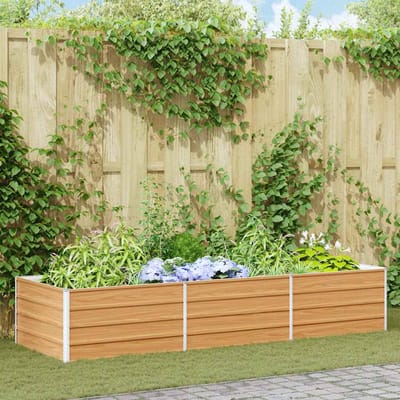 vidaXL - Verhoogde - plantenbak - Lichtbruin - 240 - x - 80 - x - 45 - cm - Gegevens - staal