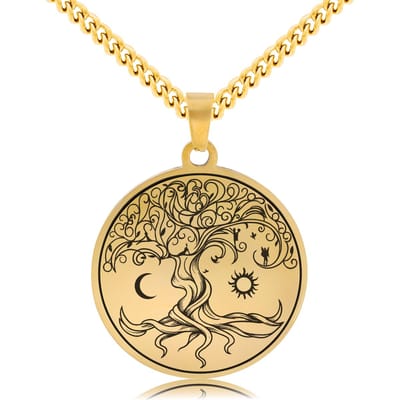 Levensboom Ketting Goudkleurig - Spirituele Talisman - Roestvrij Staal / Stainless Steel - Tree of Life - 60cm - Pax Amare