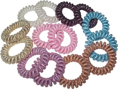 Kabelelastiek klein glitter diverse kleuren set van 14 stuks.