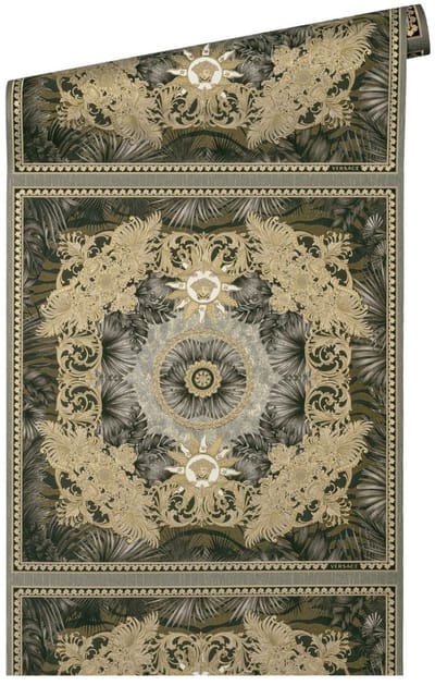 "JUNGLE" SATIJN GLANZEND MEDUSA HOOFD BEHANG | Design - bruin goud zilver - A.S. Création Versace 5