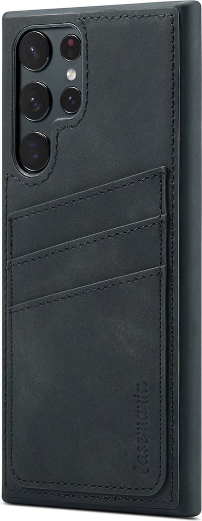 Casemania Hoesje Geschikt voor Samsung Galaxy S24 Ultra - Pasjeshouder Charcoal Gray - Back Cover - Pasjeshouder