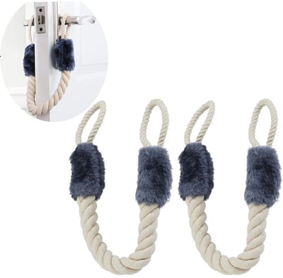2 stuks Deurstopper - Deurkoord - deurklinkstopper - Trekgreep-deurstopper - touw - Deurkoord - 60 cm lang - blauw - klembescherming - vingerbescherming - bescherming voor huisdieren,kinderen
