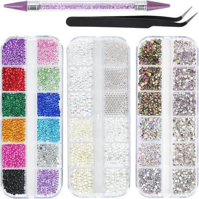 Rhinestone Nail Art Set met 5200 Stukjes Multicolore Steentjes, Picker Tool en Pincet voor Creatieve Nageldecoratie en DIY Projecten
