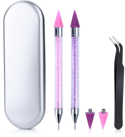 Dailygoods - Nail Art Rhinestone Picker Tool Kit - Dual Ended Wax Pen met 2 Extra Tips & Pincet voor Edelstenen, Kristallen | Professionele Nail Design Set voor DIY Manicure, Craft