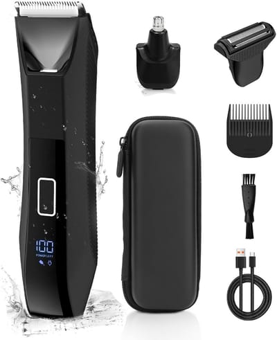 Bodygroomer mannen-3-in-1 baardtrimmer voor heren-bodygroomers-Inclusief neushaartrimmer-Smooth Shave Body Detailer - Lichtgewicht - Met reisslot - LED-scherm - IPX7 waterdicht-Inclusief opbergtas