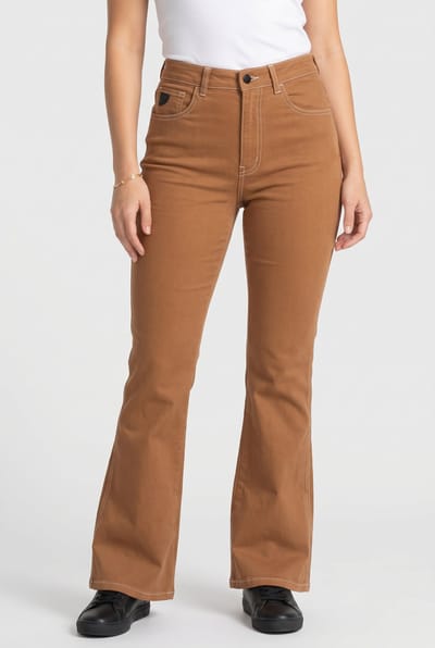 Lois Riley-mn 7046 Montana Contrast Caramel Spread Size: W25L32 | Wide-Leg & Flared Pants Outlet | Dames | Bruin
