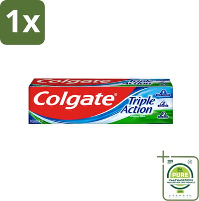1 x Colgate Tandpasta Triple Action 100 ml - Tandpasta - Gaatjes - Wittere Tanden - Frisse Adem - Mondverzorging