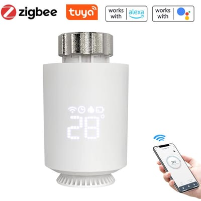 Vannes de radiateur thermostatiques Tuya Zigbee, intelligentes, sans fil, contrôle par application de téléphone portable, chauffage domestique blanc