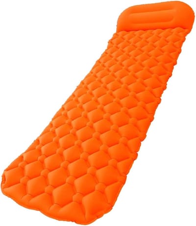 Zelfopblaasbaar Slaapmatje - Luchtbed Rugzak - Kamperen Buiten - Ingebouwd Kussen - 6 cm Dik - Oranje