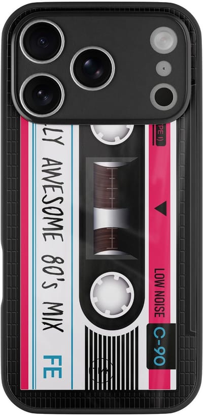 Hoesje geschikt voor Apple iPhone 17 Pro Max - Cassette - Goud - TPU luxe case (glossy toplaag) - Marmer - Hardcase backcover zwart