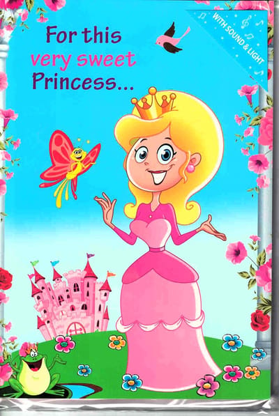 wenskaart - muziekkaart - extra grote geluid en licht kaart - kaart licht en geluid - kinderkaart - prinses - prinsessen - wenskaart kind - felicitatie kind - engels kind