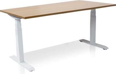 Zit-sta bureau elektrisch verstelbaar - MRC PRO-L 2.0 NEN-EN 527 | 160 x 80 cm | frame wit - blad havanna | memory functie met 4 standen | 150kg draagvermogen